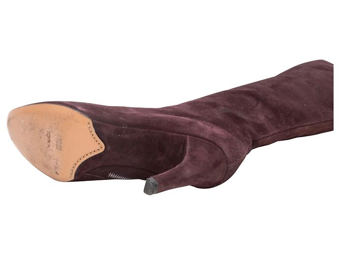 Eggplant Bally Suede Heeled Knee-High Boots Size 7.5 Purple - view 5
