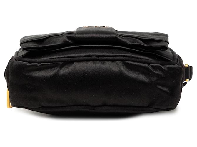 Bow Pouch Prada Raso Fiocco con fiocco nera Nero - vista 3