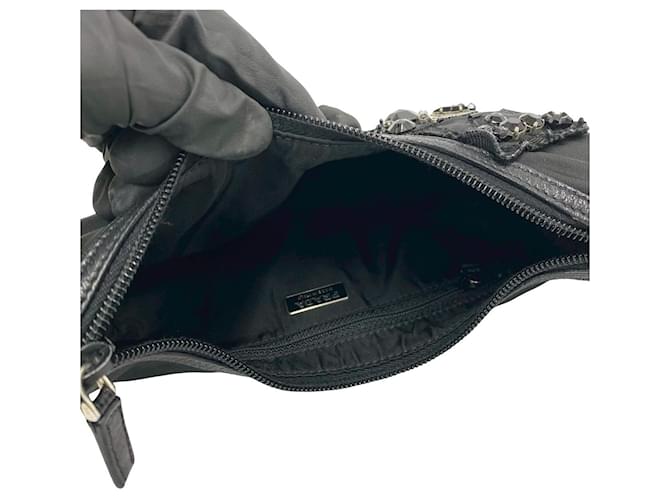 Borsa a tracolla da sera Prada Beaded Tessuto nera Nero - vista 4
