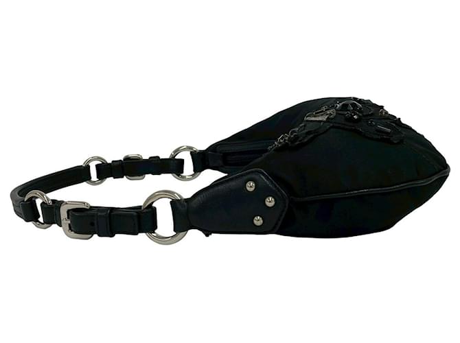 Borsa a tracolla da sera Prada Beaded Tessuto nera Nero - vista 5