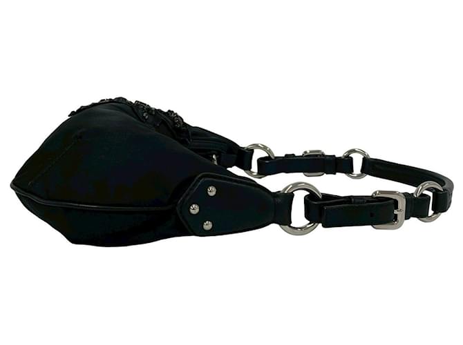 Borsa a tracolla da sera Prada Beaded Tessuto nera Nero - vista 6
