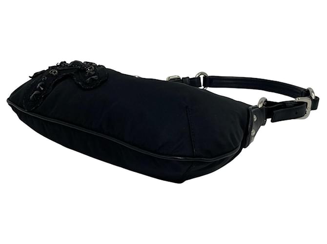 Borsa a tracolla da sera Prada Beaded Tessuto nera Nero - vista 8