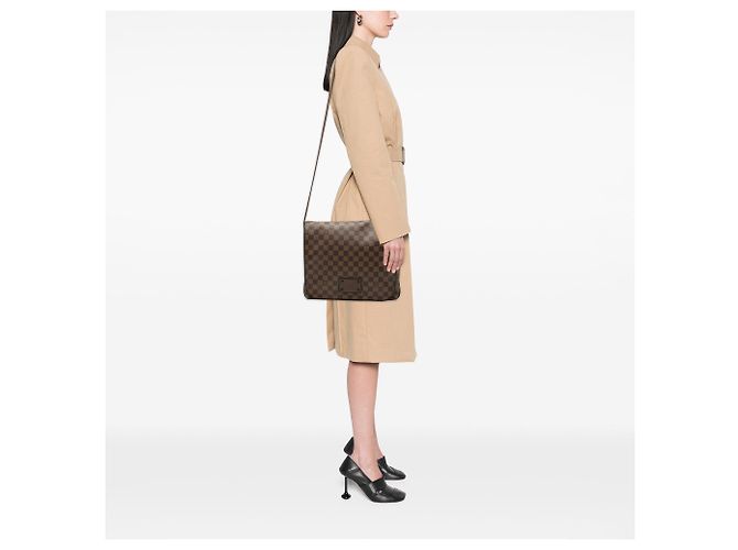 Borsa a tracolla Louis Vuitton Damier Ebene Brooklyn MM Marrone - vista 8