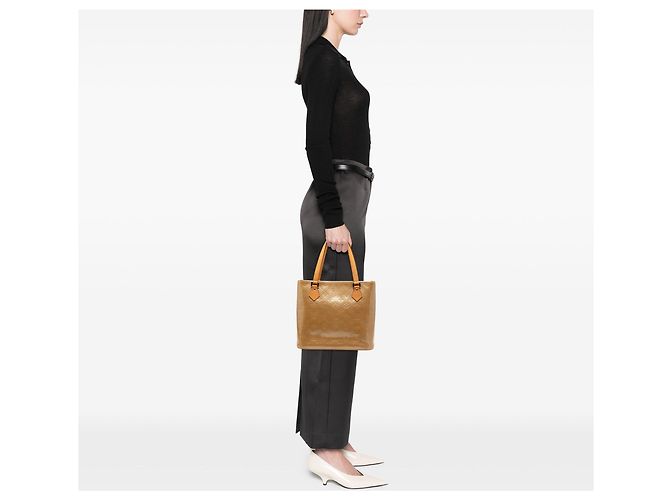 Borsa Tote Louis Vuitton Monogram Vernis Houston Marrone - vista 7
