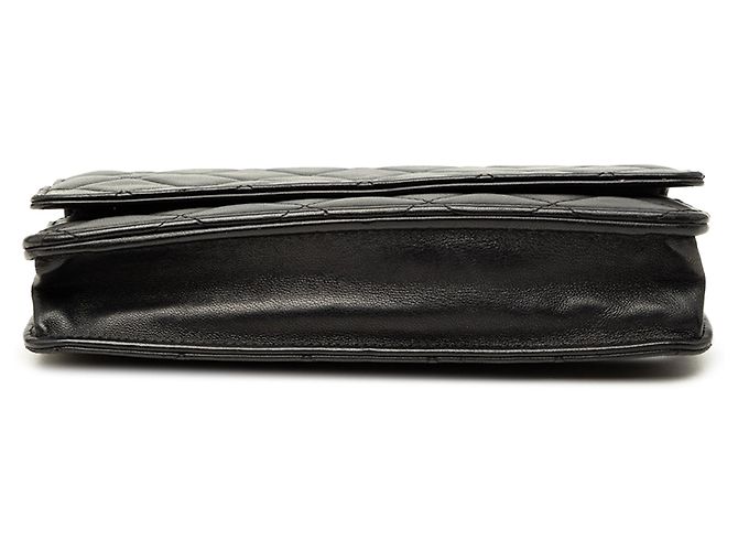 Borsa a tracolla Chanel CC in pelle d'agnello matelassé nera Wallet On Chain Nero - vista 3