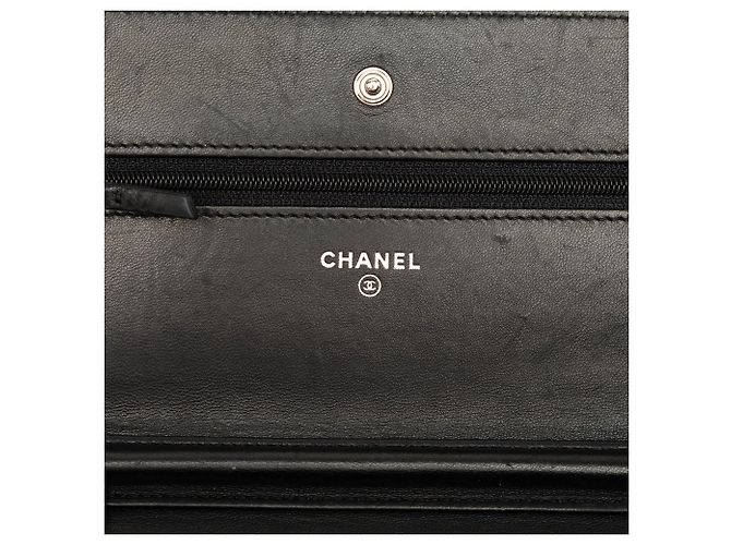 Borsa a tracolla Chanel CC in pelle d'agnello matelassé nera Wallet On Chain Nero - vista 5