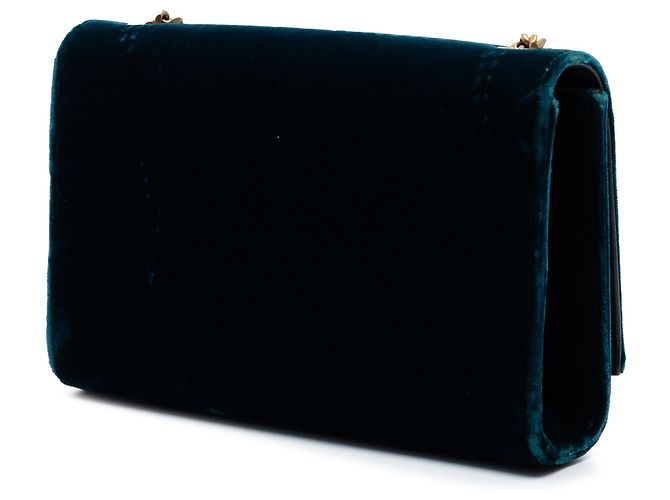 Borsa a tracolla piccola Saint Laurent Kate in velluto blu con monogramma e nappa - vista 2