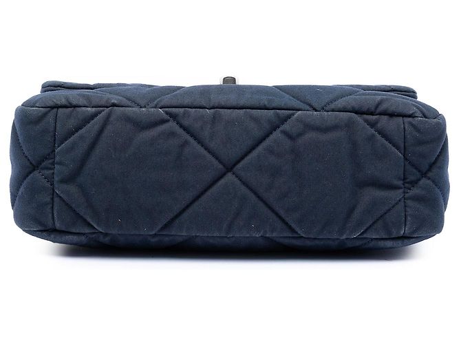 Borsa Chanel Medium Quilted Jersey 19 Flap Satchel Blu - vista 3