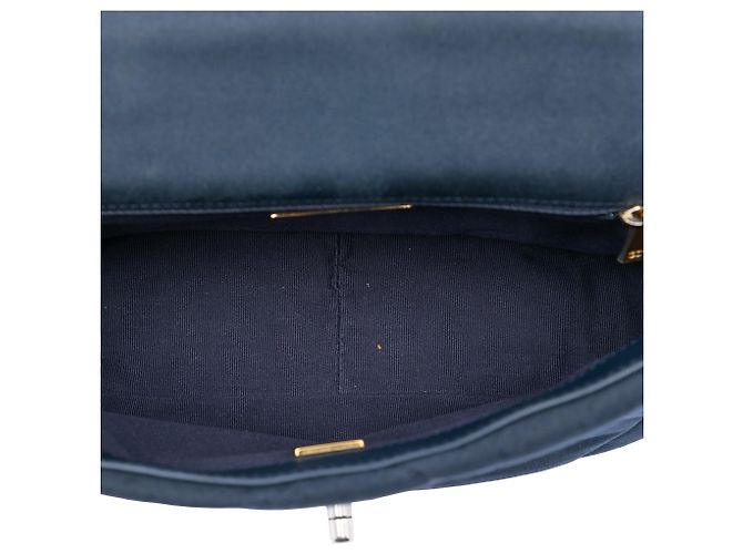 Borsa Chanel Medium Quilted Jersey 19 Flap Satchel Blu - vista 4