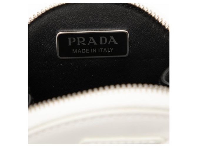 Prada Spazzolato runder Münzbeutel Bag Charm weiß - Ansicht 5