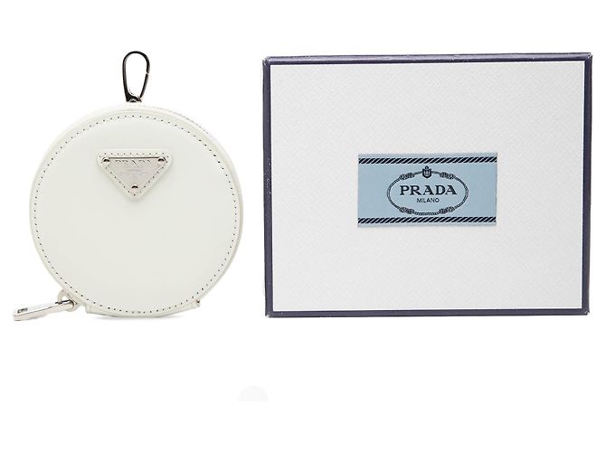 Prada Spazzolato runder Münzbeutel Bag Charm weiß - Ansicht 7