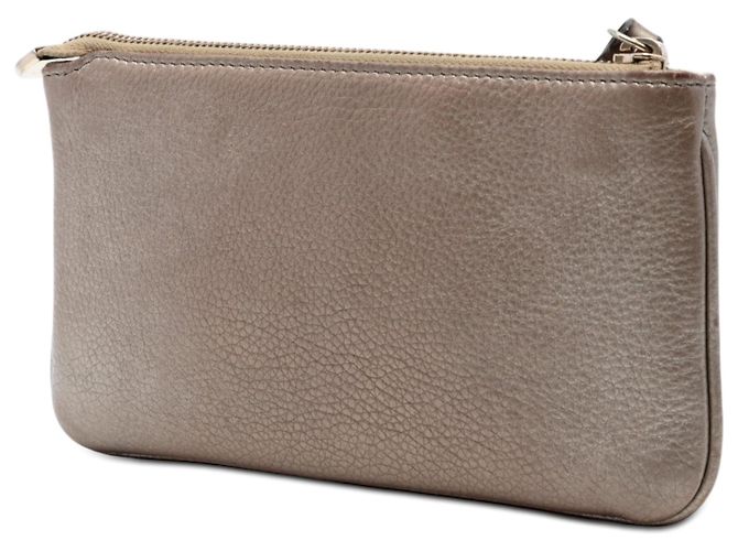 Pochette da polso Soho Gucci in vitello metallizzato marrone - vista 2