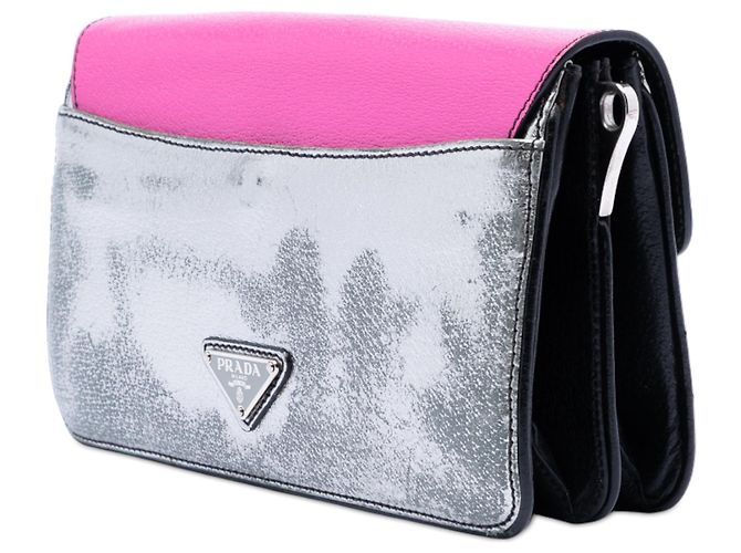 Borsa a tracolla Prada Tricolor Metallic Cinghiale Silver Argento - vista 2
