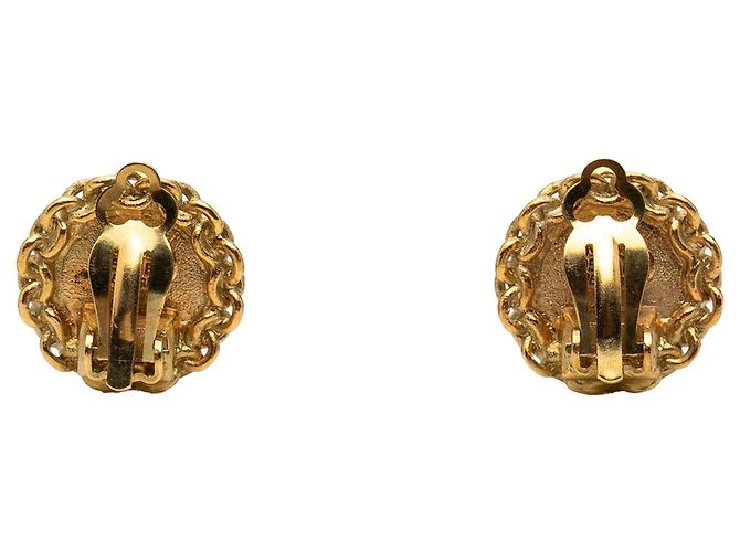Orecchini a clip rotondi Chanel CC placcati oro D'oro - vista 2