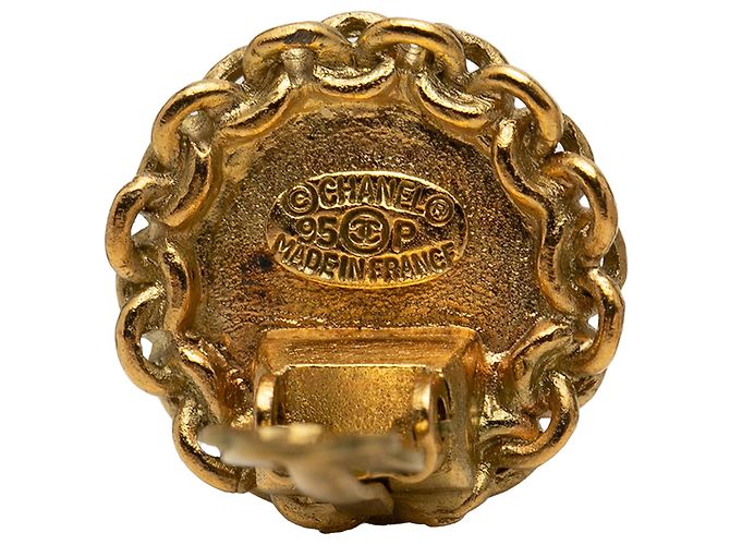Orecchini a clip rotondi Chanel CC placcati oro D'oro - vista 3
