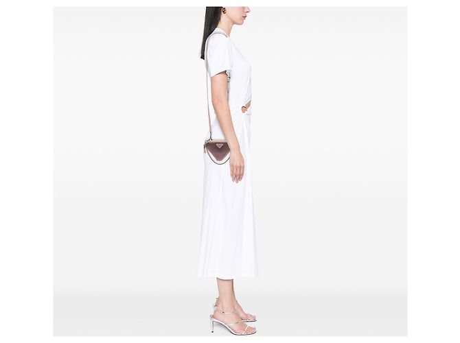Borsetta Triangle Prada Mini in raso e pelle rosa con cristalli - vista 11