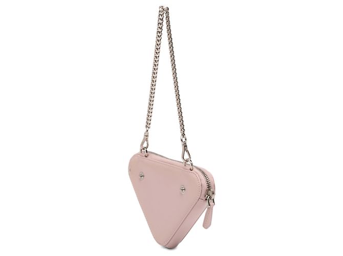 Borsetta Triangle Prada Mini in raso e pelle rosa con cristalli - vista 2