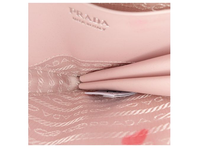 Borsetta Triangle Prada Mini in raso e pelle rosa con cristalli - vista 4