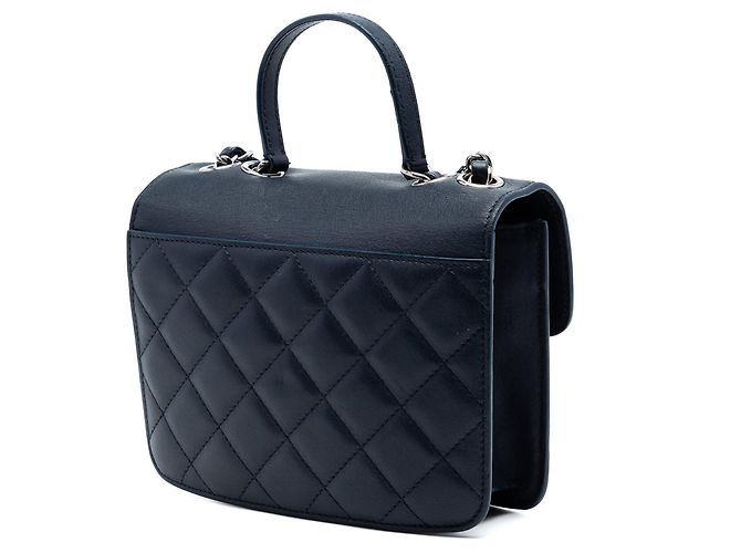Borsa a tracolla Chanel Small Quilted Goatskin CC Box Flap Blu - vista 2