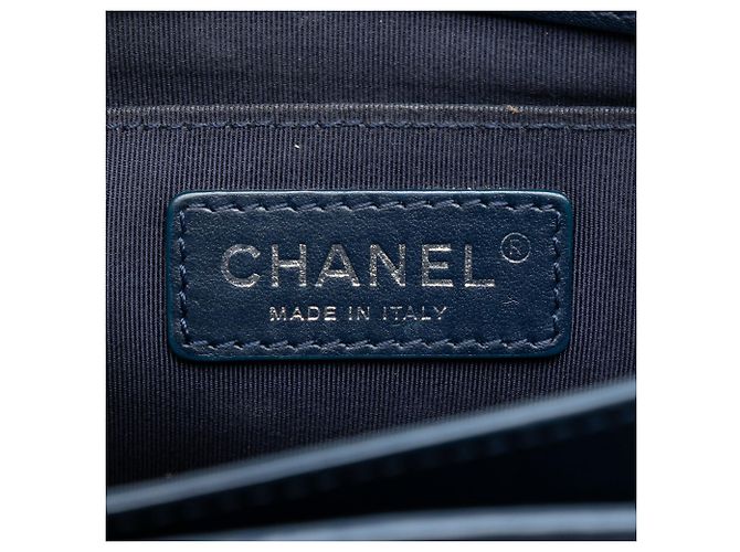Borsa a tracolla Chanel Small Quilted Goatskin CC Box Flap Blu - vista 5
