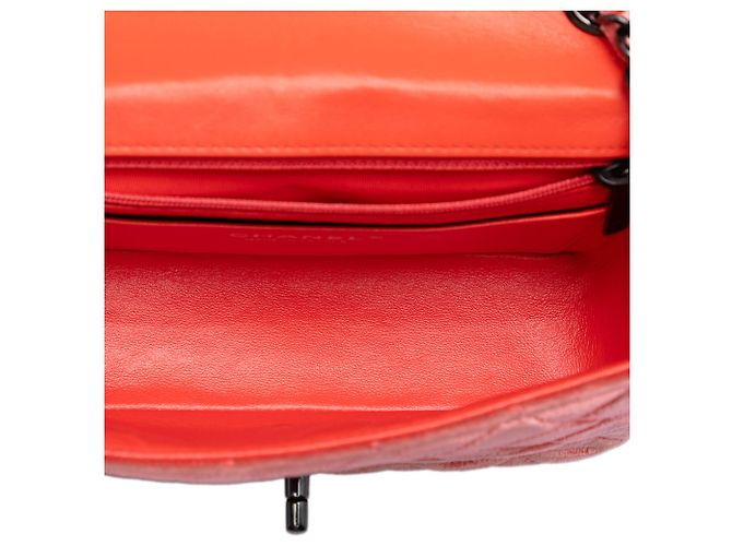 Mini bolsa transversal retangular clássica Chanel Laranja em veludo de aba única - vista 4