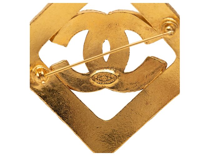 Spilla a Rombo Diamante Chanel CC placcata oro D'oro - vista 3