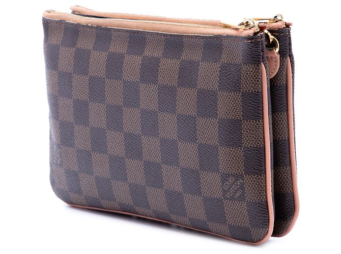 Borsa a tracolla Louis Vuitton Damier Ebene Pochette Double Zip Marrone - vista 2