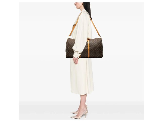 Borsa da viaggio Louis Vuitton Monogram Keepall Bandouliere 60 Marrone - vista 7