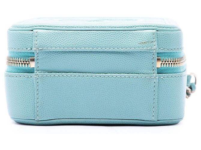 Borsa Vanity Verticale Chanel Caviar CC Filigree blu - vista 3