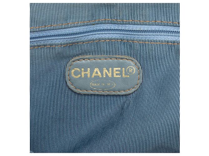 Blauer Chanel CC Denim Tote mit Schildpatt-Griff - Ansicht 5
