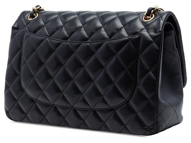 Borsa a tracolla Chanel Jumbo Classic Lambskin Double Flap nera Nero - vista 2