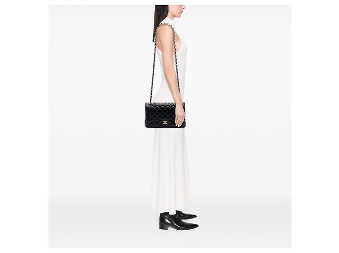 Borsa a tracolla Chanel Jumbo Classic Lambskin Double Flap nera Nero - vista 6