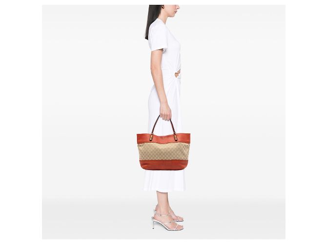 Tote Gucci Large GG Canvas Laidback Crafty Beige - vista 7