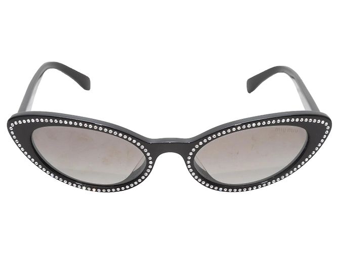 Occhiali da sole cat-eye Miu Miu neri con cristalli Nero - vista 2