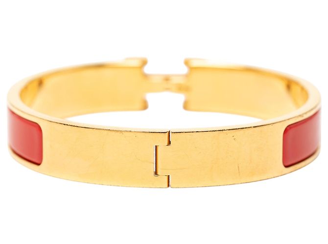 Bracciale Clic H PM stretto in smalto rosso Hermès - vista 3