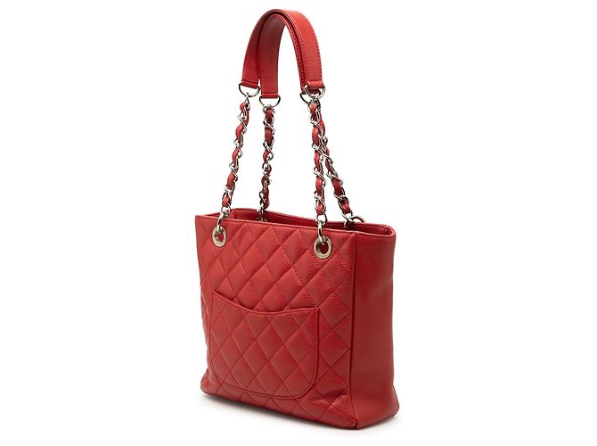 Borsa Tote Petite Shopping Chanel Caviar Rossa Rosso - vista 2