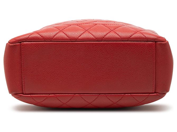 Borsa Tote Petite Shopping Chanel Caviar Rossa Rosso - vista 3