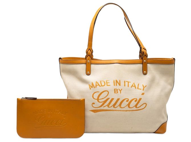 Borsa Tote Gucci Medium Canvas Craft Arancione - vista 9