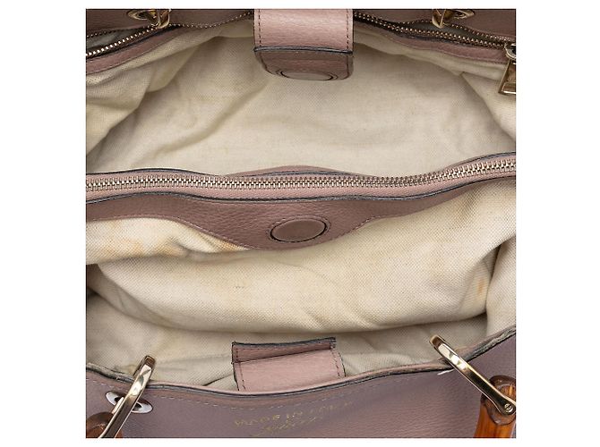 Bamboo Borsa Gucci Medium Shopper Satchel in pelle di vitello marrone con bambù - vista 4