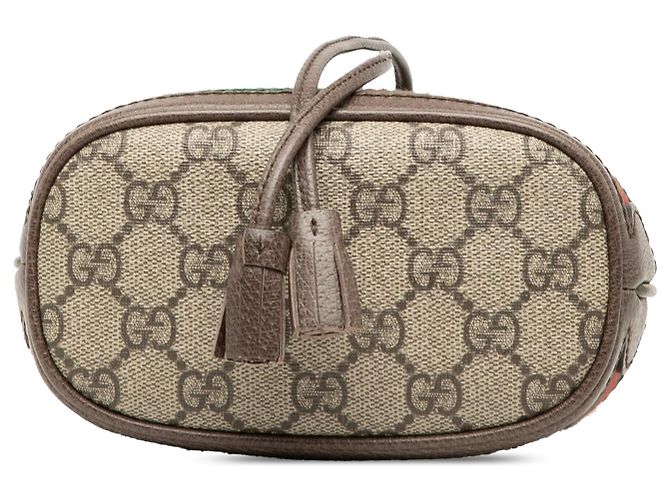 Borsa secchiello Gucci Mini GG Supreme Web Ophidia Beige - vista 3