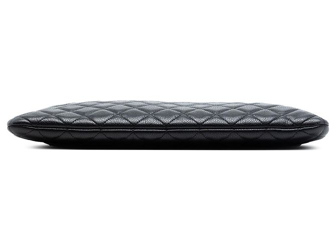 Clutch Chanel Large Quilted Caviar O Case Nera Nero - vista 3