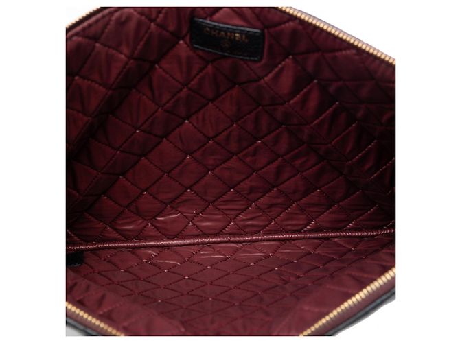 Clutch Chanel Large Quilted Caviar O Case Nera Nero - vista 4