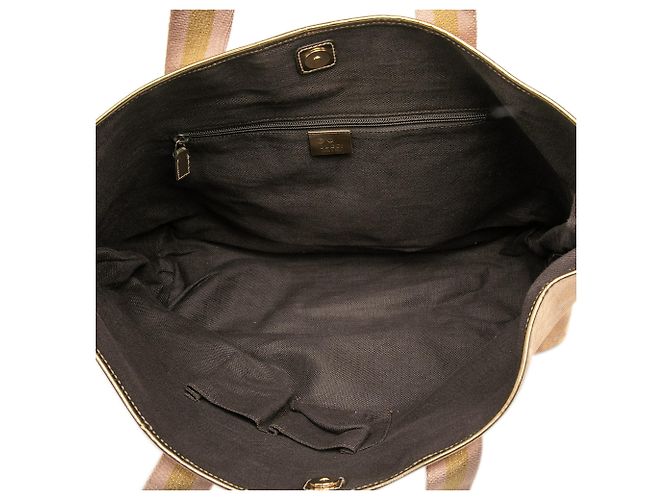 Tote Gucci GG Canvas Web oro D'oro - vista 4