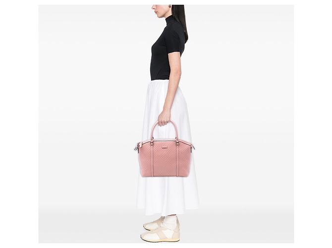 Borsa a tracolla a cupola Gucci Large Microguccissima rosa - vista 7