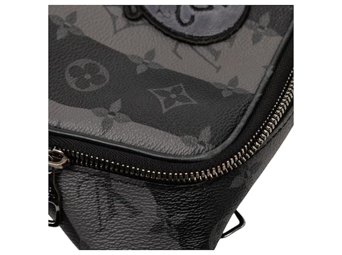 Borsa Sling Modulare Louis Vuitton Monogram Eclipse Stripes Nera Nero - vista 7