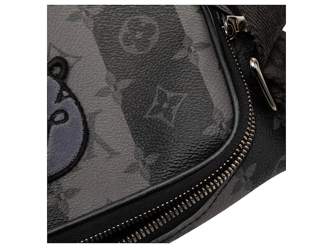 Borsa Sling Modulare Louis Vuitton Monogram Eclipse Stripes Nera Nero - vista 9