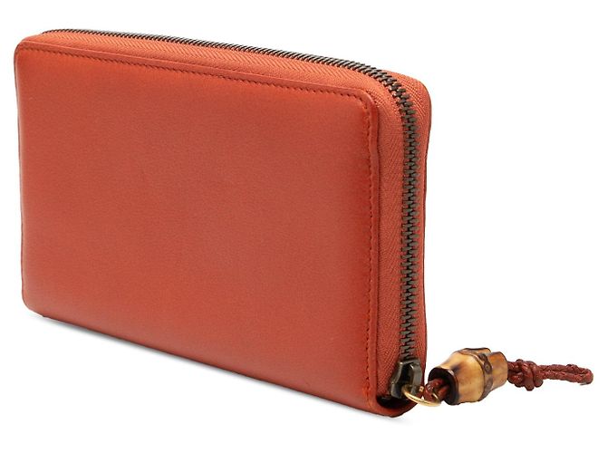 Bamboo Portafoglio Gucci in pelle arancione con zip e bambù - vista 2