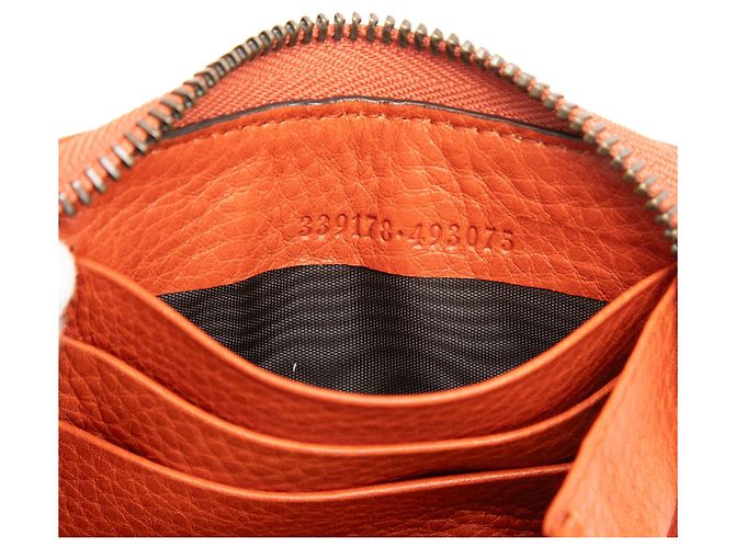 Bamboo Portafoglio Gucci in pelle arancione con zip e bambù - vista 6