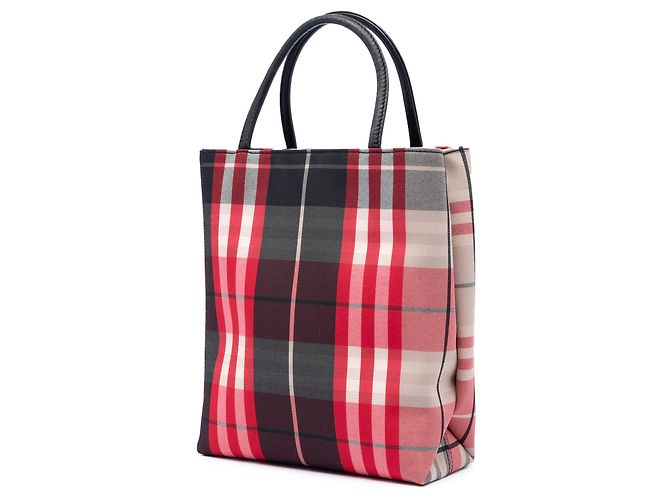 Borsa Tote Burberry House Check Canvas Rossa Rosso - vista 2