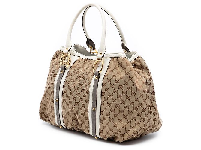 Borsa Tote Gucci GG Canvas Interlocking G beige - vista 2